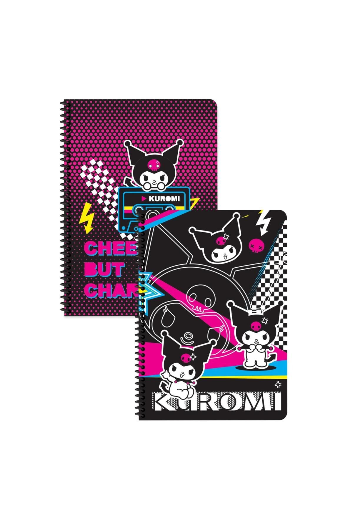 Keskin Color Kuromi Kareli Defter Seti 2 Adet | 16,5 x 22,5 cm | Spiralli – 80 Yaprak Siyah - Pembe