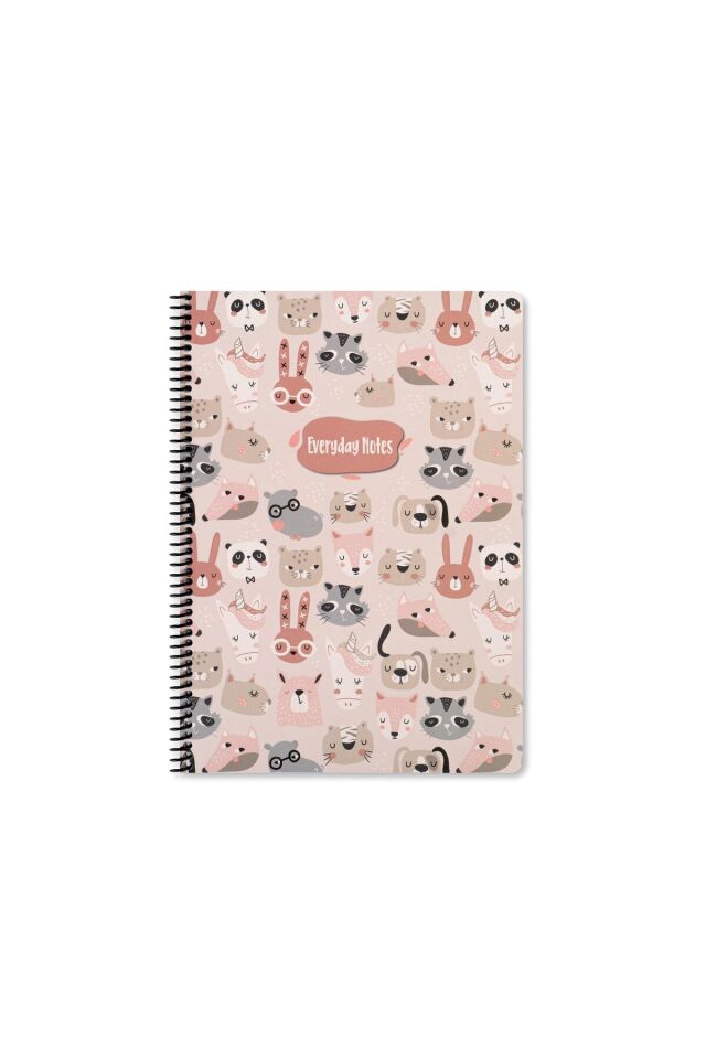 Keskin Color Animal Friends Çizgili Defter (16.5 x 22.5 cm) Pembe