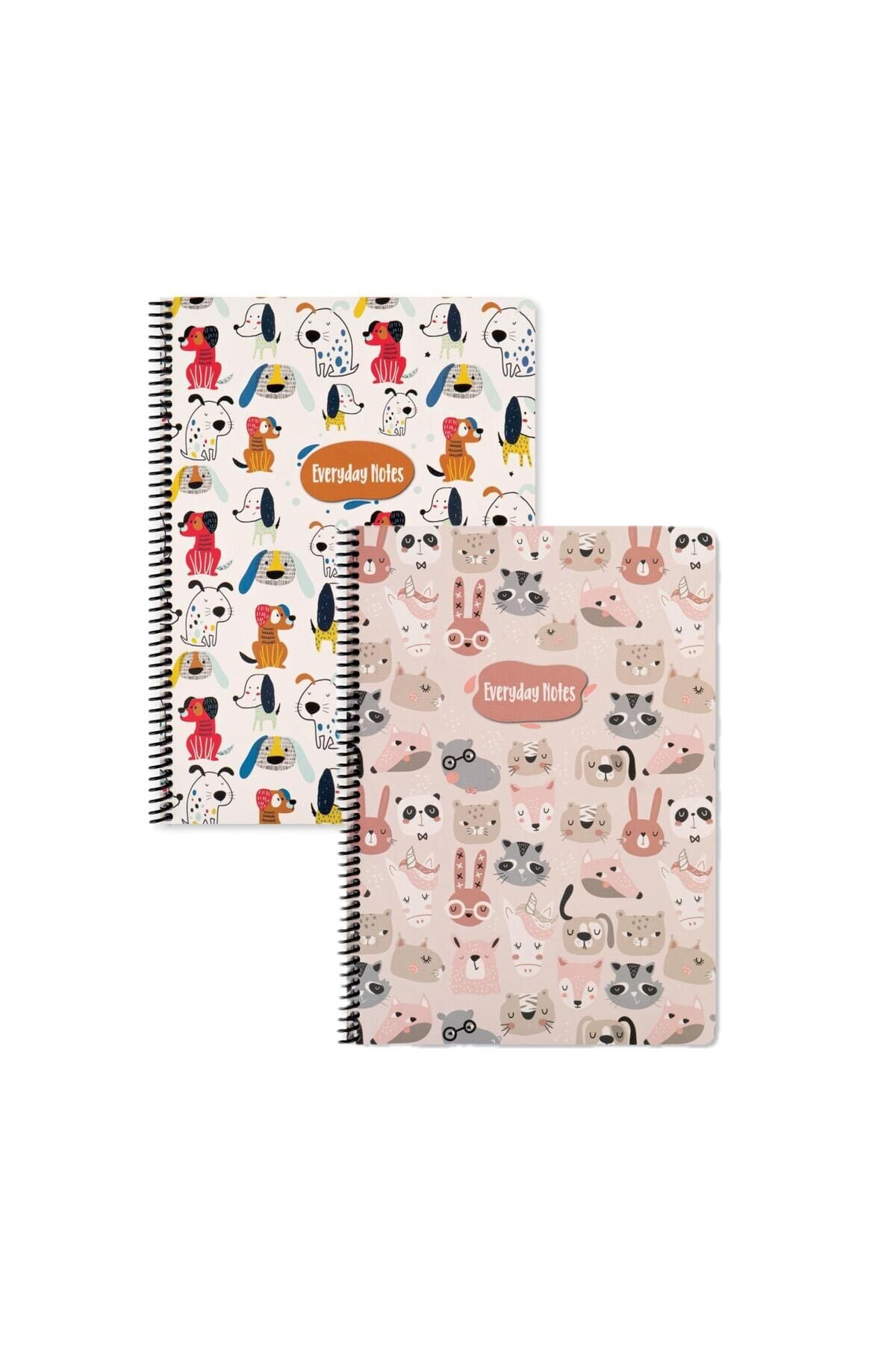 Keskin Color Animal Friends Çizgili Defter Seti (2’li) | 16.5 x 22.5 cm | Spiralli – 80 Yaprak Beyaz