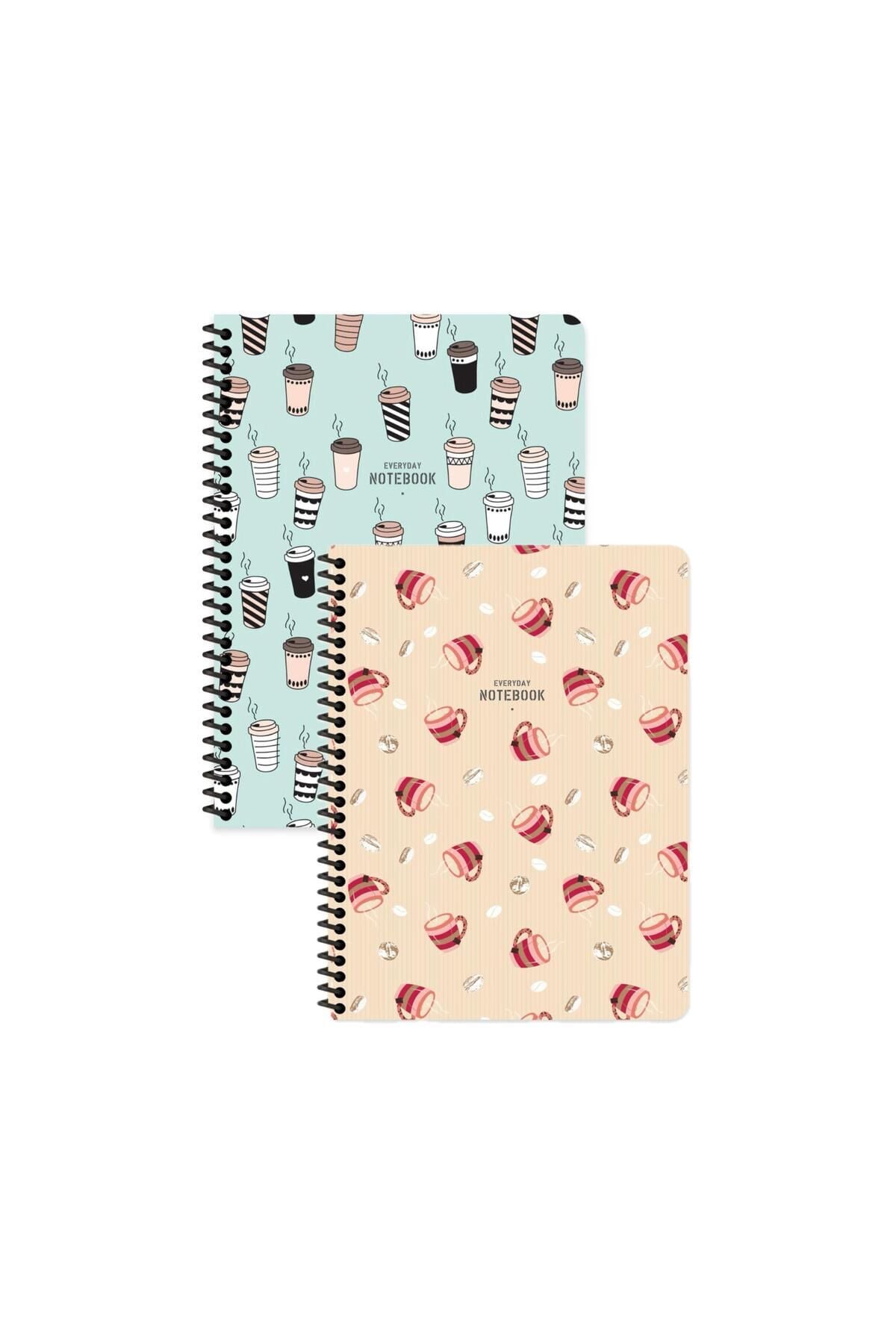 Keskin Color Coffee Çizgili Defter Seti (2’li) | 16.5 x 22.5 cm | Spiralli – 80 Yaprak Bej