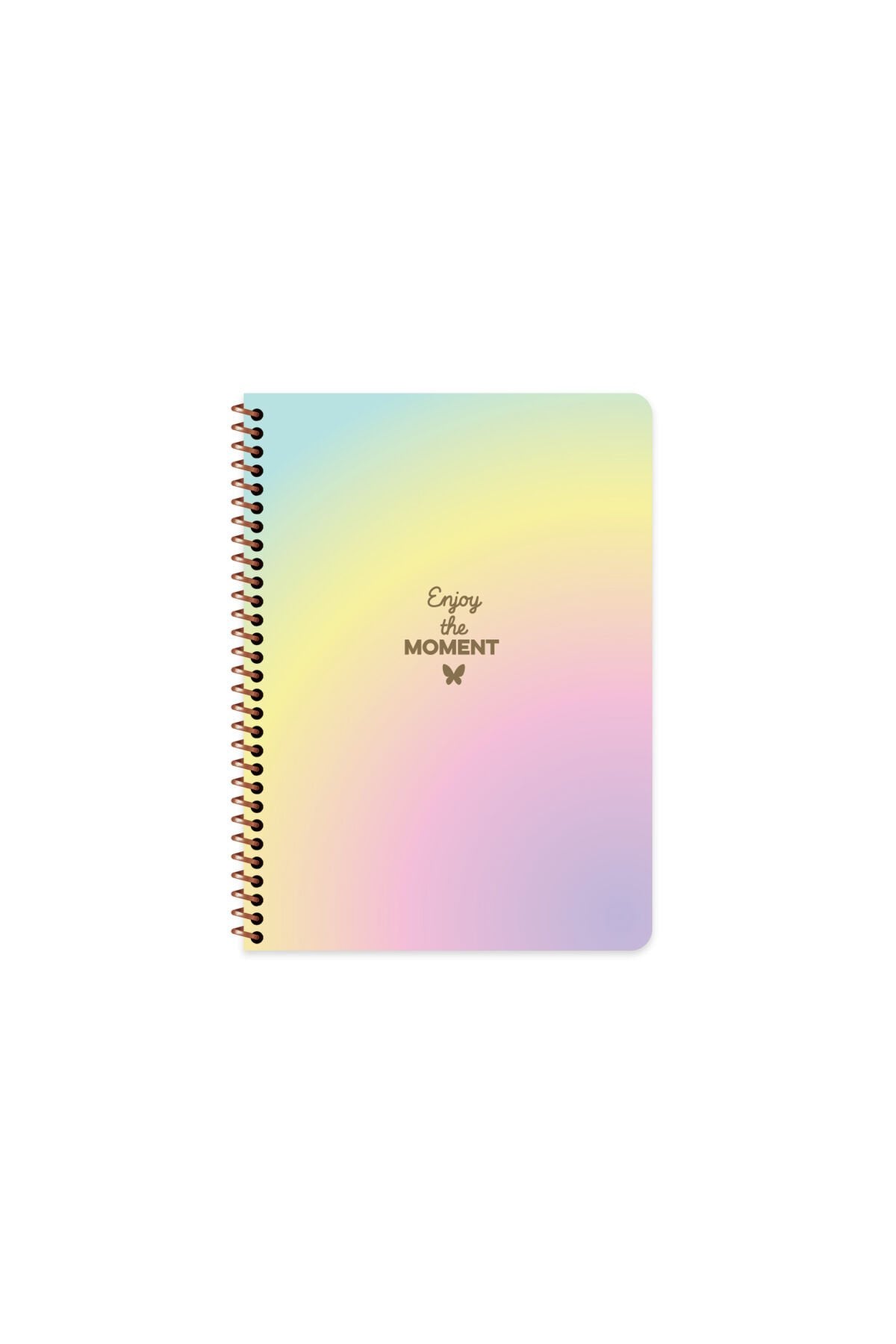 Keskin Color Peritozu Çizgili Stickerli Defter | 16,5 x 22,5 cm | Spiralli – 80 Yaprak Sarı