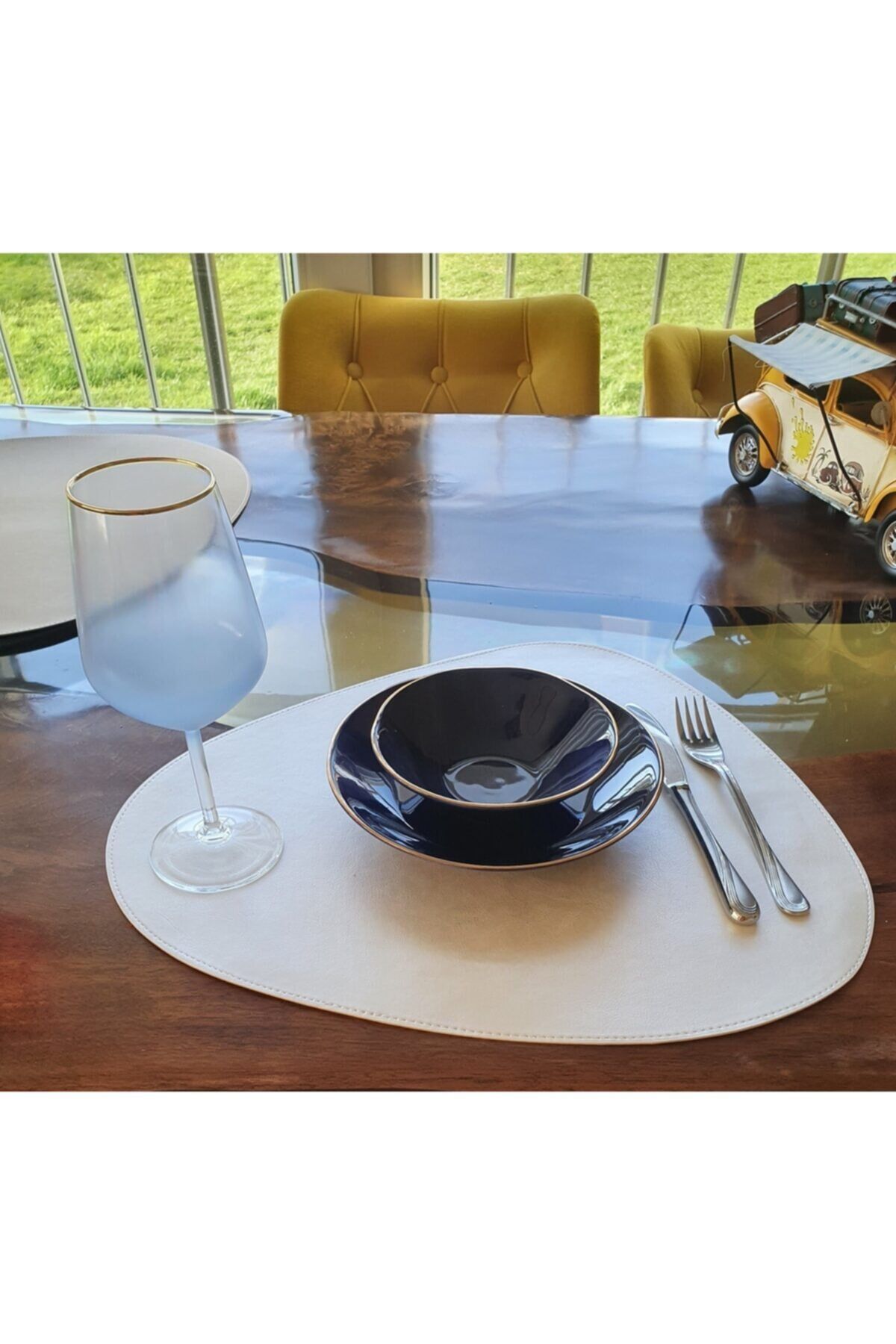 Tekli Çift Taraflı Deri Amerikan Servisi- Sarı-bej Adrnrsrbj02-1