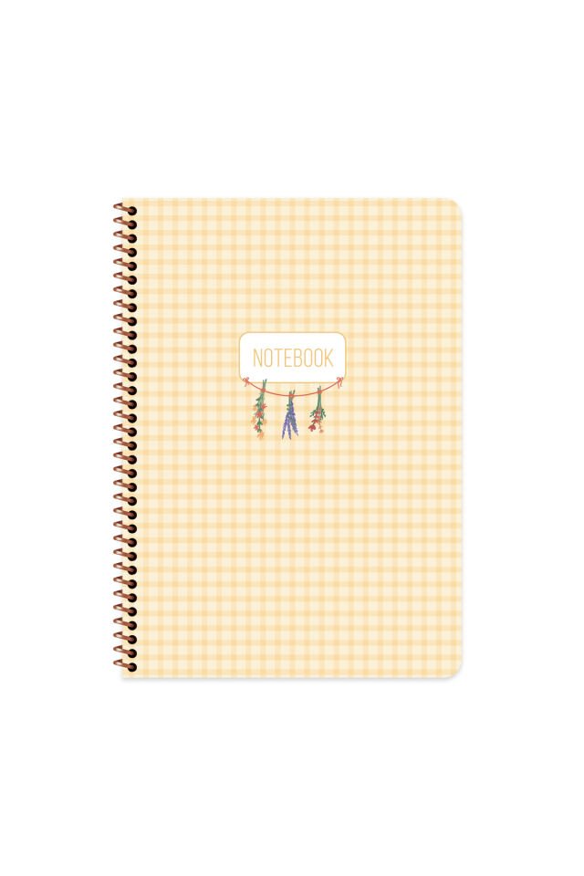 Keskin Color A4 Çizgili Stickerli Spiralli Pötikare Defter | 80 Yaprak Sarı