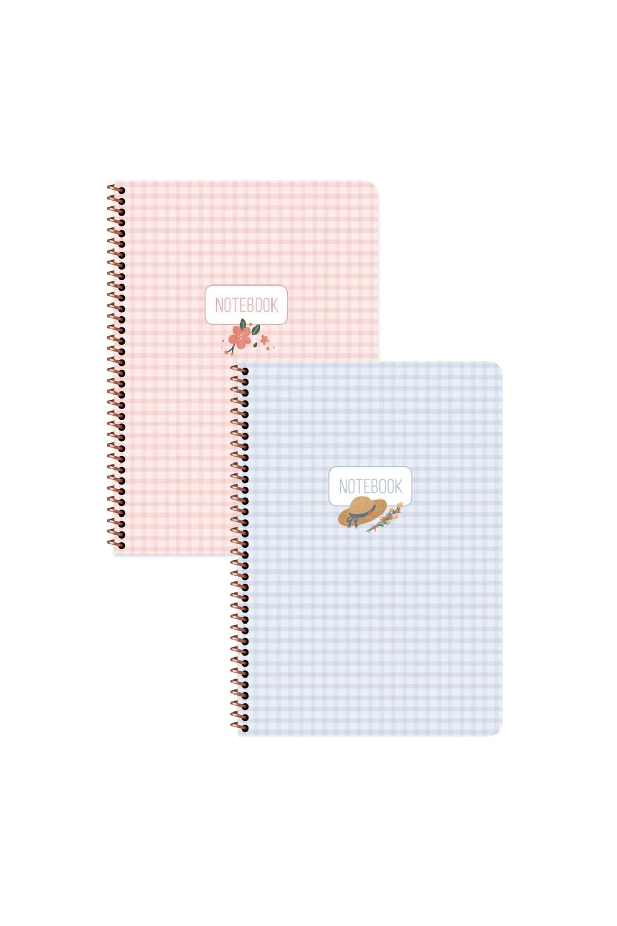 Keskin Color A4 Çizgili Stickerli Spiralli Pötikare Defter Seti 2 Adet | 80 Yaprak Mavi - Pembe