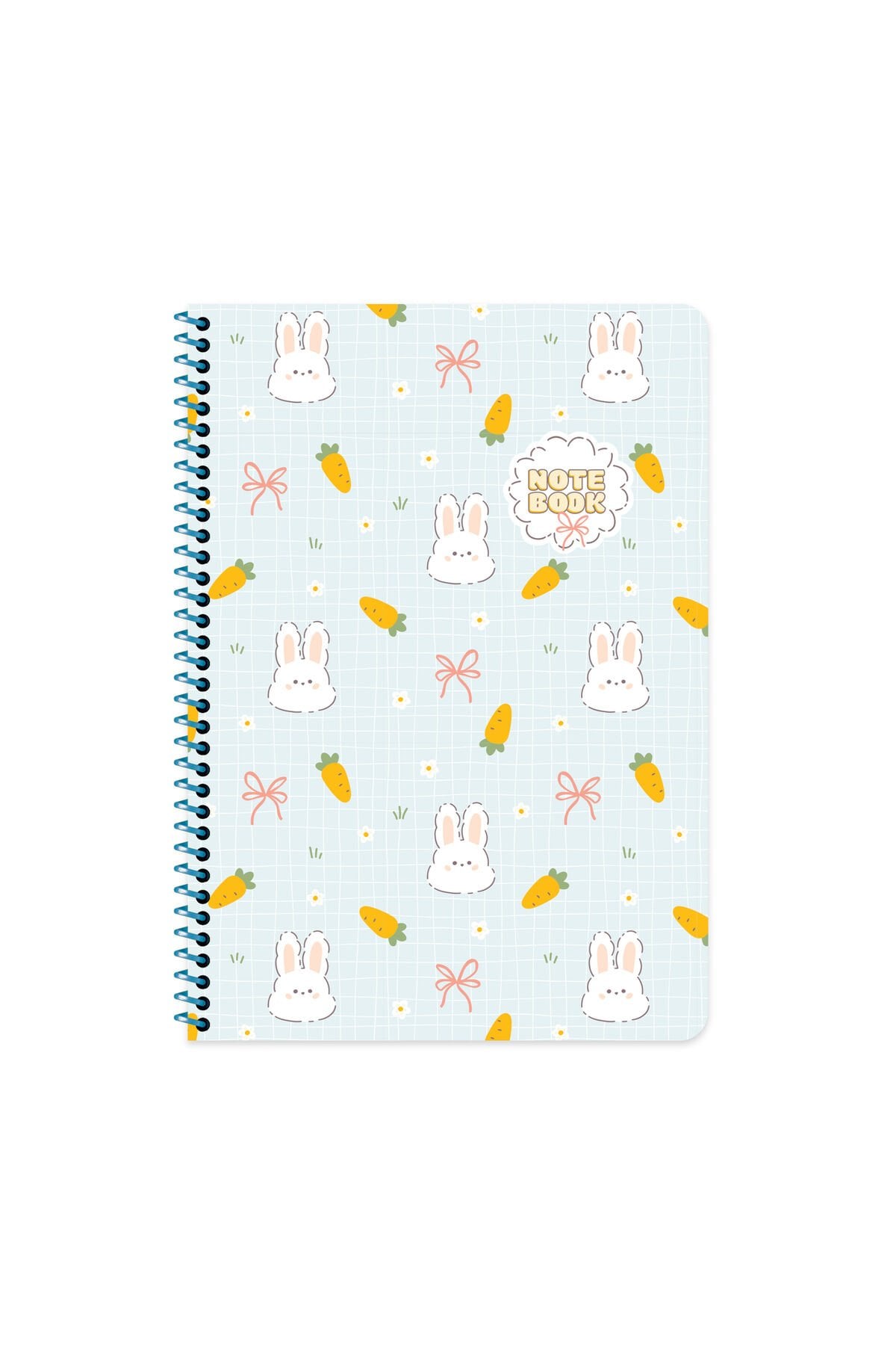 Keskin Color Kawaii Çizgili Stickerli Defter | 16,5 x 22,5 cm | Spiralli – 80 Yaprak Mavi