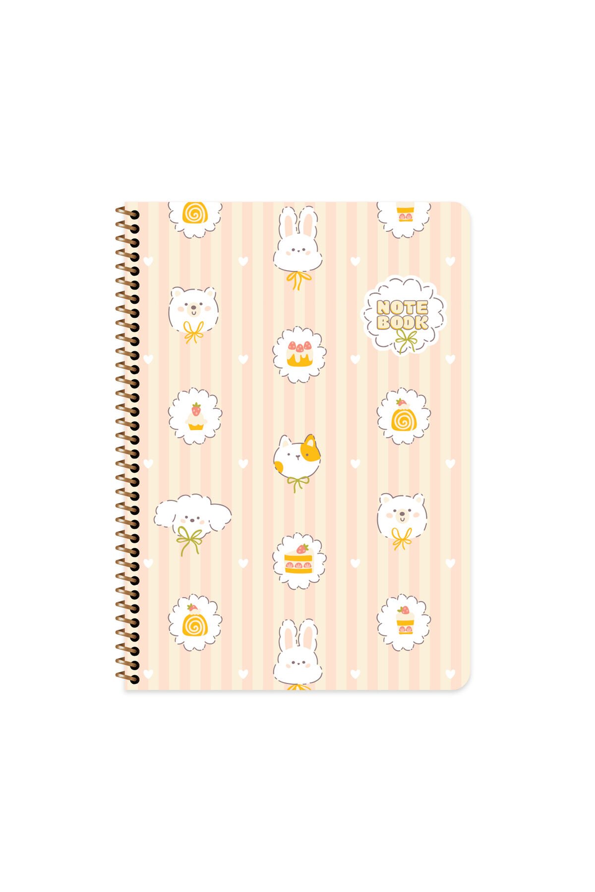 Keskin Color Kawaii Çizgili Stickerli Defter | 16,5 x 22,5 cm | Spiralli – 80 Yaprak Turuncu
