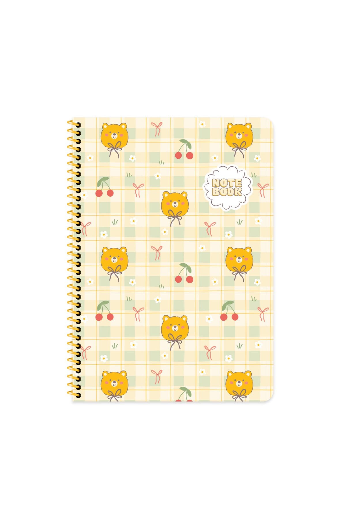 Keskin Color Kawaii Çizgili Stickerli Defter | 16,5 x 22,5 cm | Spiralli – 80 Yaprak Sarı