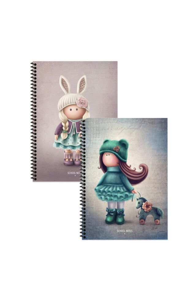Keskin Color Tilda Çizgili Defter Seti 2 Adet | 16,5 x 22,5 cm | Spiralli – 80 Yaprak Sarı - Yeşil