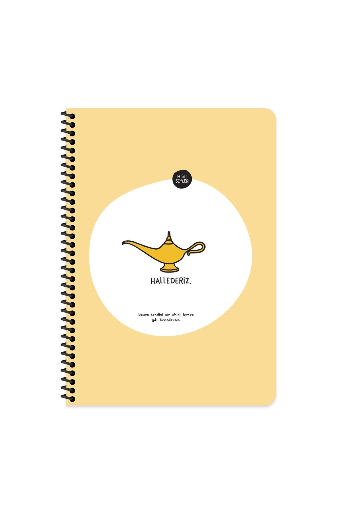 Hisli Şeyler A4 Çizgili Spiralli Stickerli Defter Hallederiz Sarı
