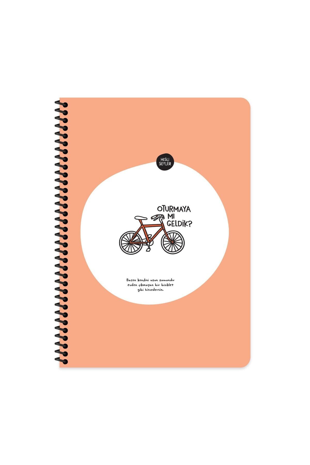 Hisli Şeyler A4 Çizgili Spiralli Stickerli Defter Oturmaya Mı Geldik? Bej