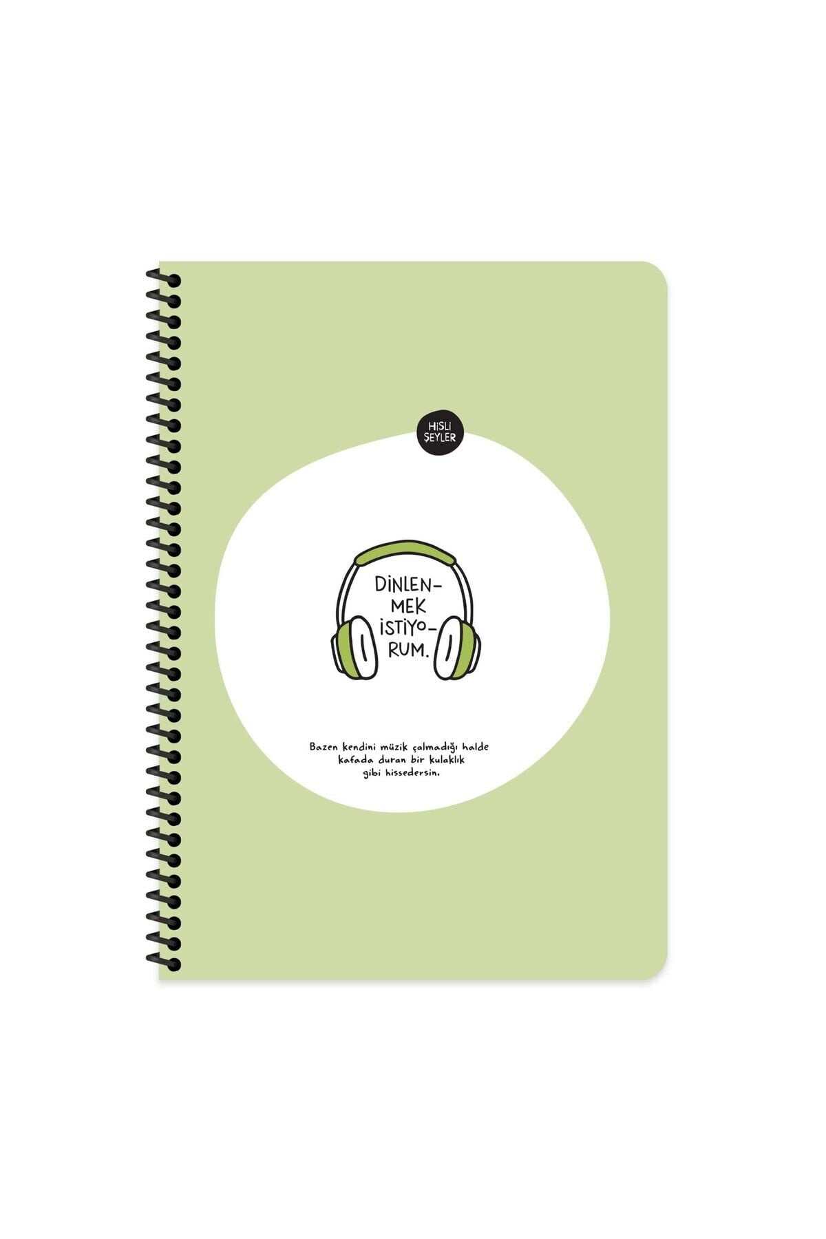 Hisli Şeyler A4 Çizgili Spiralli Stickerli Defter Dinlenmek İstiyorum Yeşil