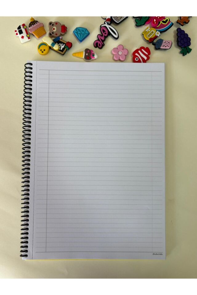 Adalinhome Charm Kapaklı A4 Spiralli Çizgili Defter (80 Yaprak) Beyaz