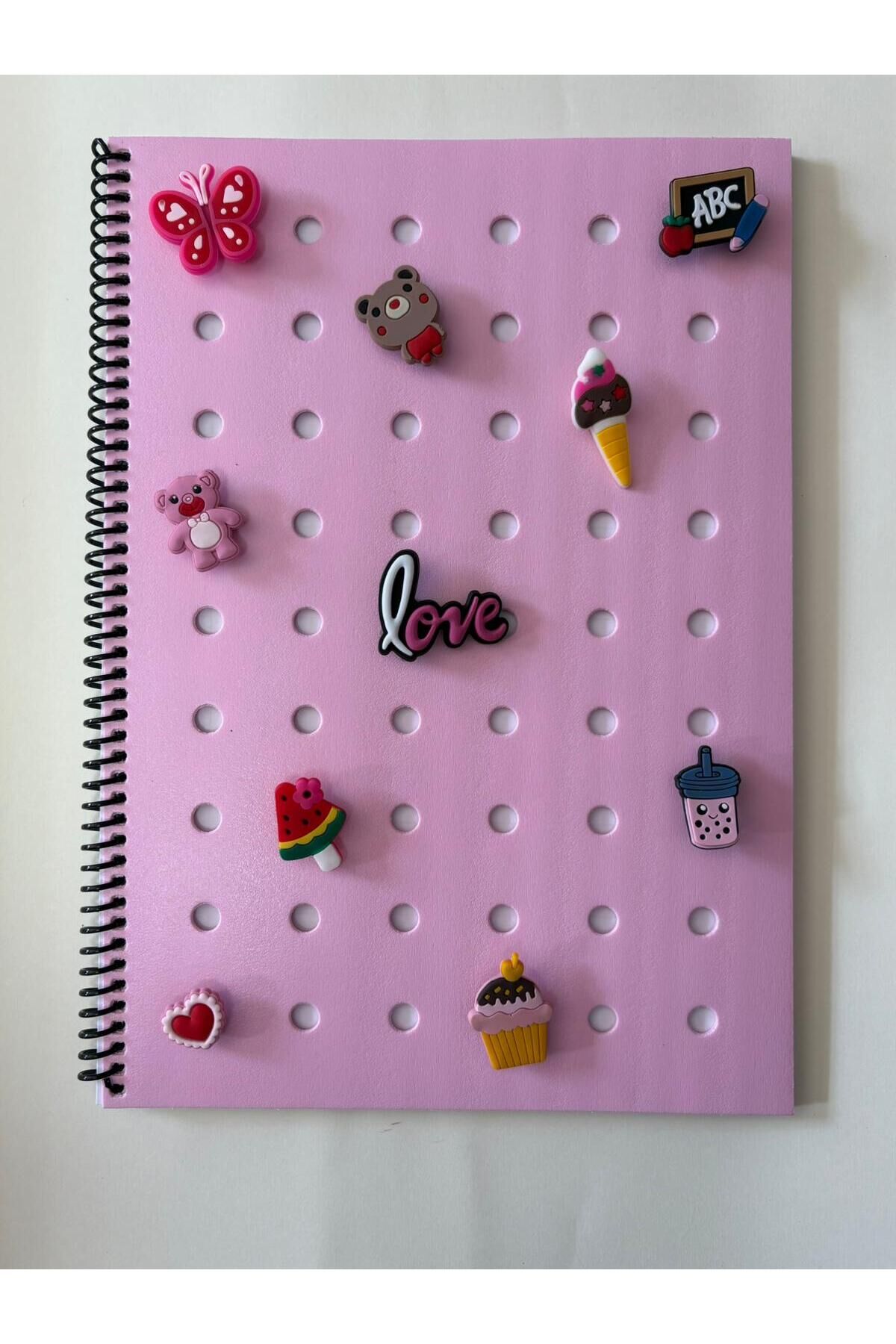 Adalinhome Charm Kapaklı A4 Spiralli Çizgili Defter (80 Yaprak) Pembe