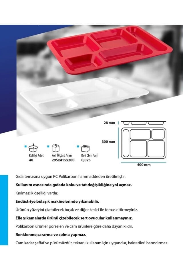 Polikarbon Kırılmaz Tabldot Tabağı 80'li