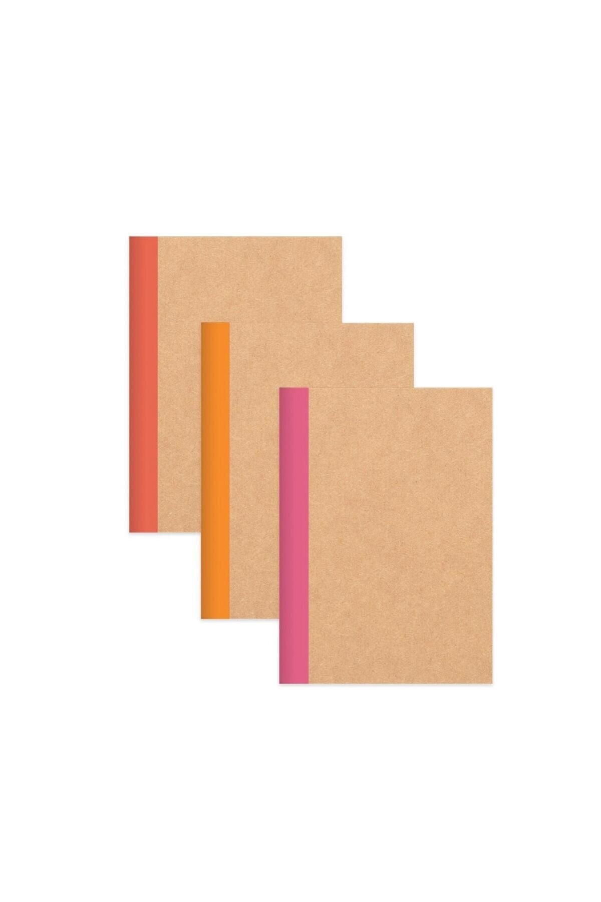 Keskin Color Kareli Stickerli Kraft Kapak 6'lı Defter Set | 18,5 X 26 Cm | 50 Yaprak Kırmızı - Turuncu - Pembe