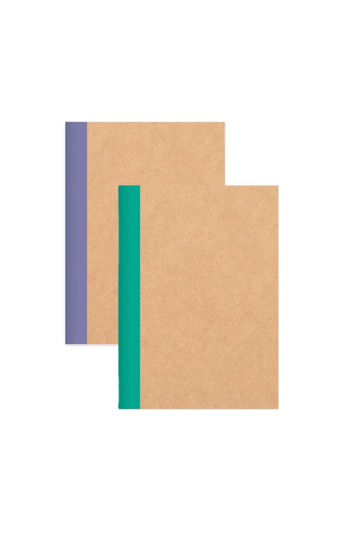 Keskin Color Kareli Stickerli Kraft Kapak 6'lı Defter Set | 18,5 X 26 Cm | 50 Yaprak Mor - Yeşil