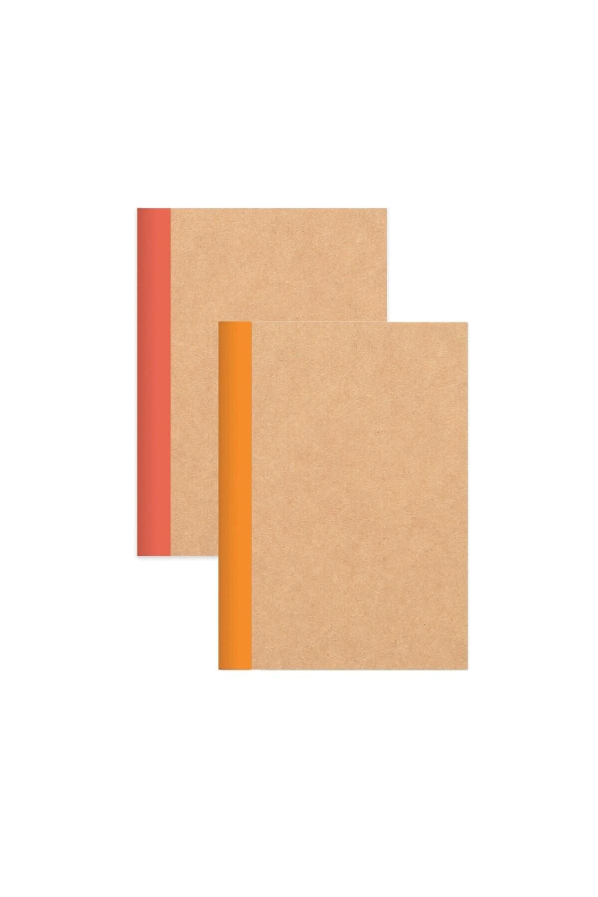 Keskin Color Kareli Stickerli Kraft Kapak 6'lı Defter Set | 18,5 X 26 Cm | 50 Yaprak Turuncu - Kırmızı