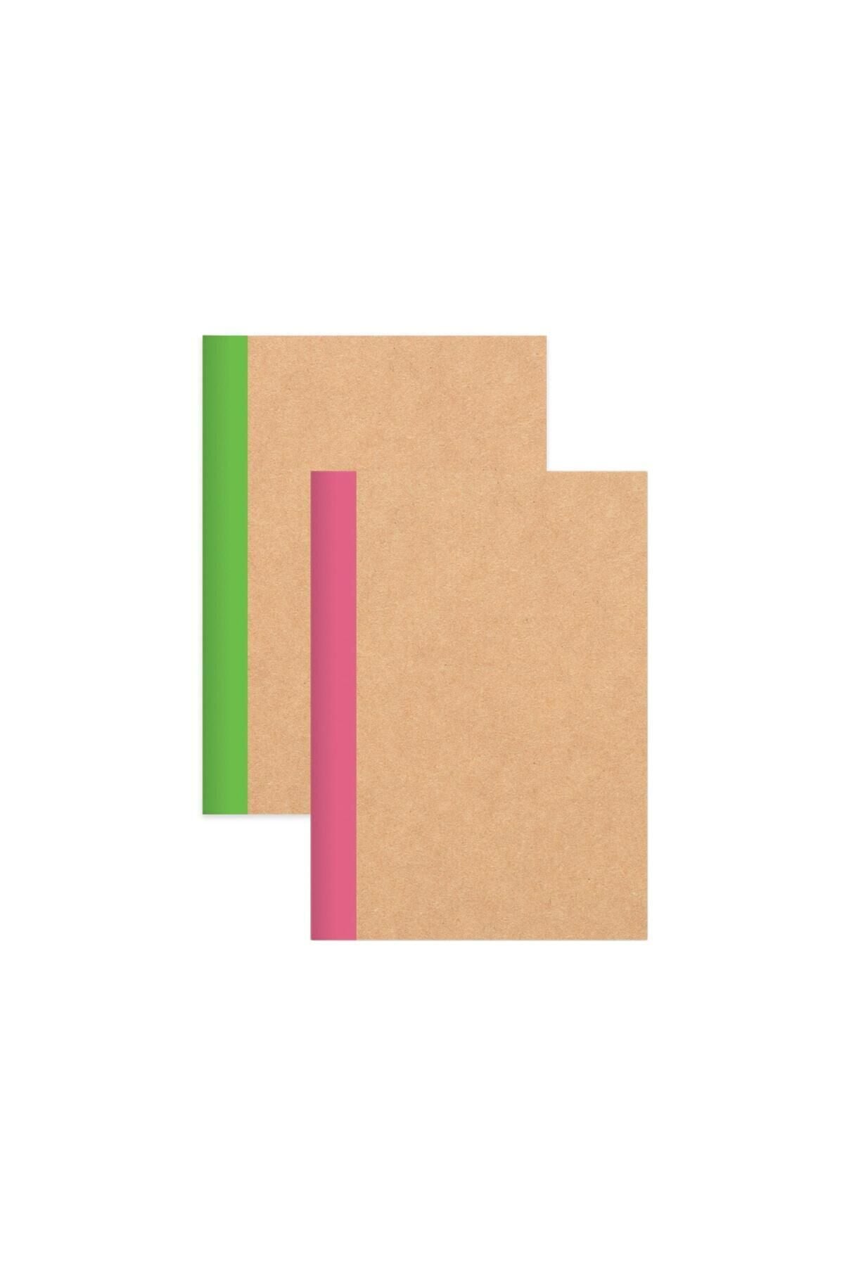 Keskin Color Kareli Stickerli Kraft Kapak 6'lı Defter Set | 18,5 X 26 Cm | 50 Yaprak Turkuaz - Pembe