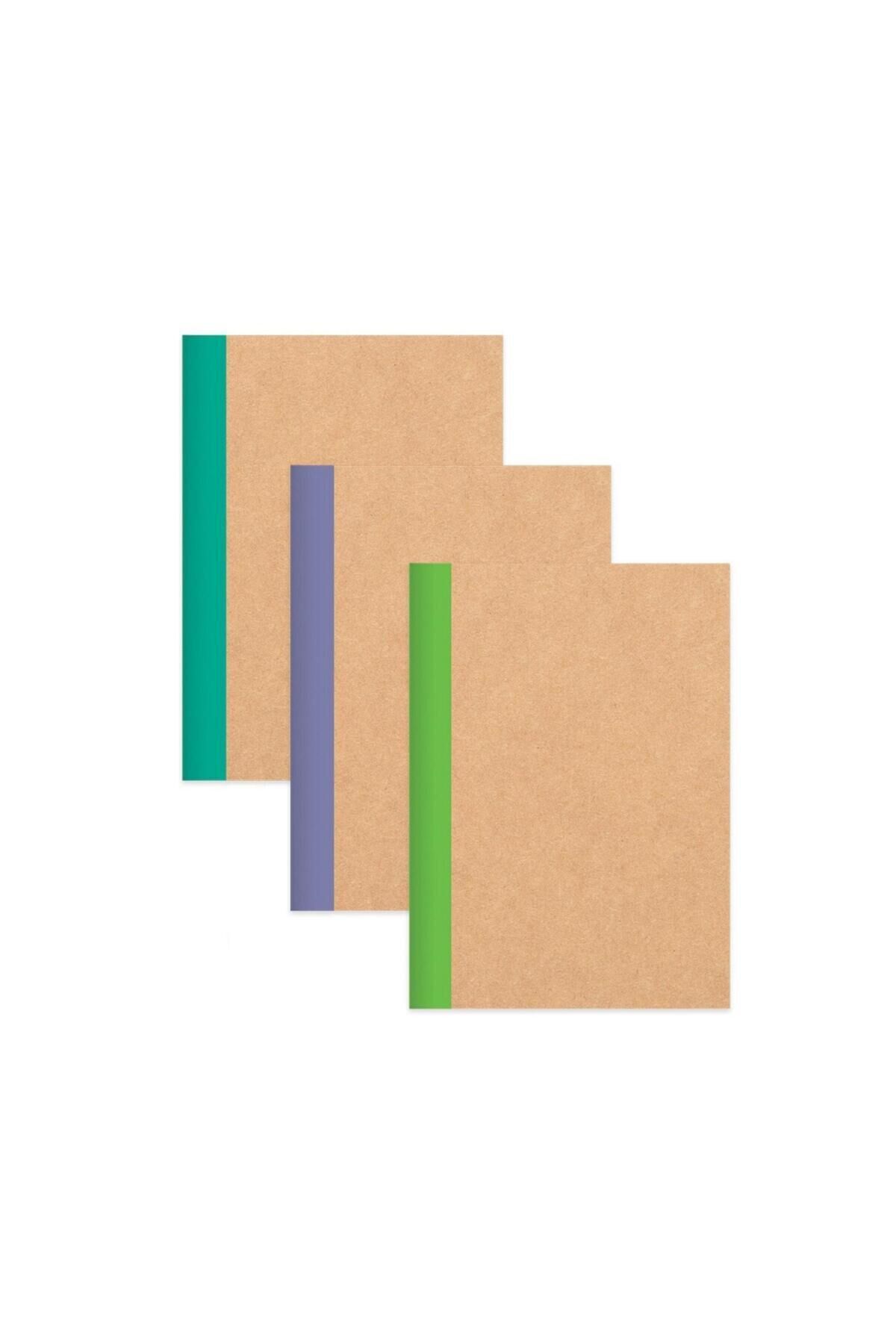 Keskin Color Kareli Stickerli Kraft Kapak 6'lı Defter Set | 18,5 X 26 Cm | 50 Yaprak Yeşil - Mor - Turkuaz