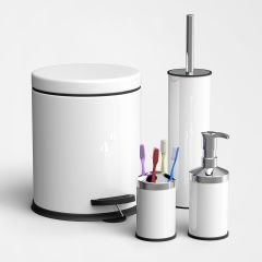 Adalinhome Reyka Beyaz Metal 4'Lü Banyo Seti / 5 Lt.