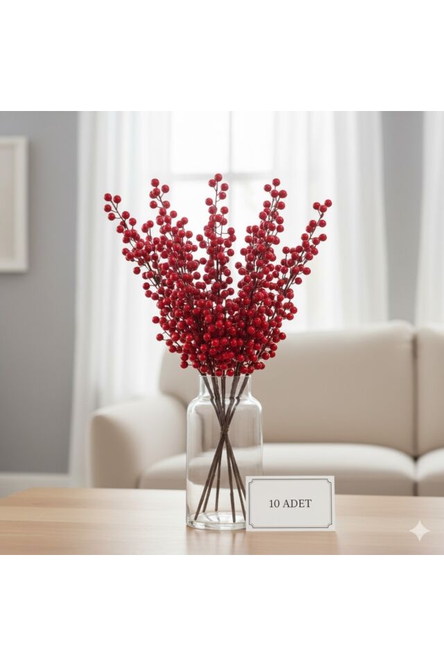 Yılbaşı Kokina Çiçeği 70 cm (10 adet) Kırmızı