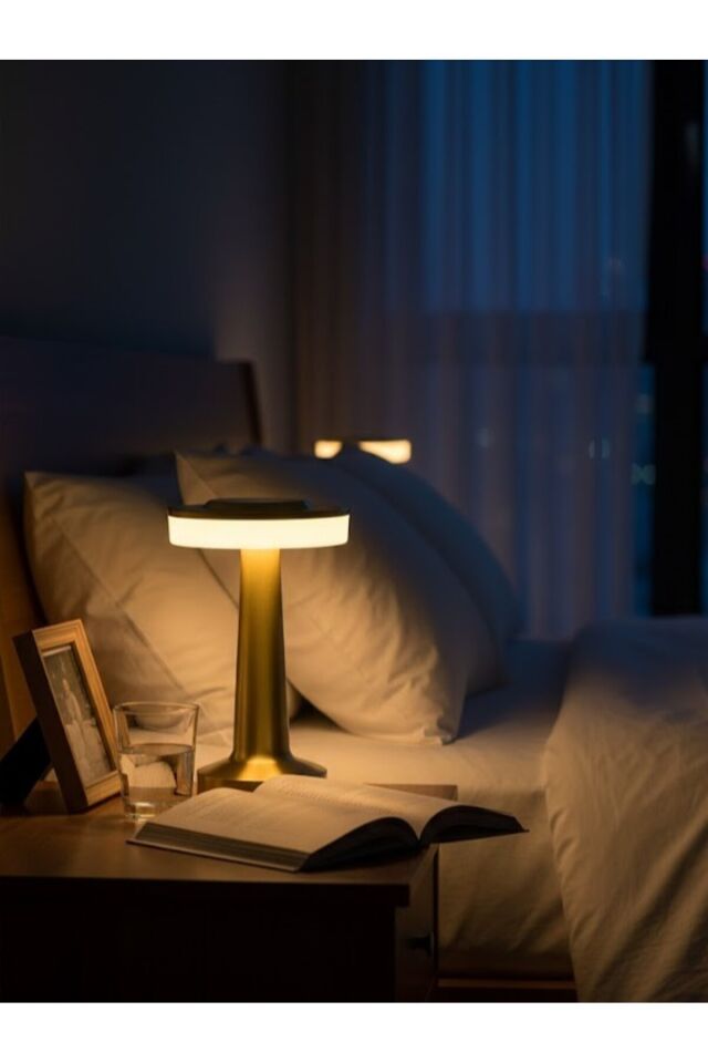 Dokunmatik Renk Değiştiren Şarjlı Mantar Masa Lambası Modern LED Dekoratif Gold Abajur