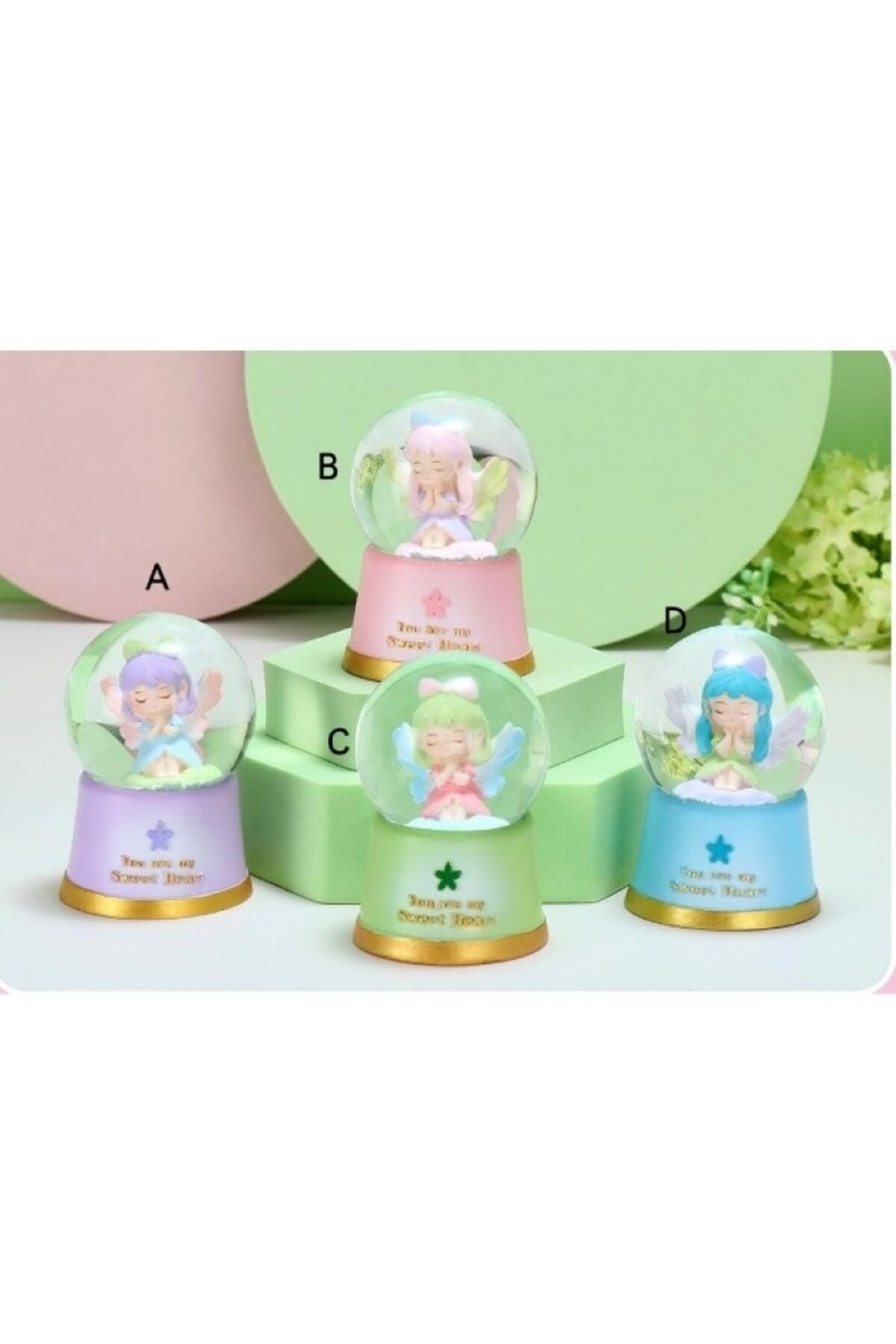 Sevimli Melek Kız Işıklı Küçük Boy Kar Küresi