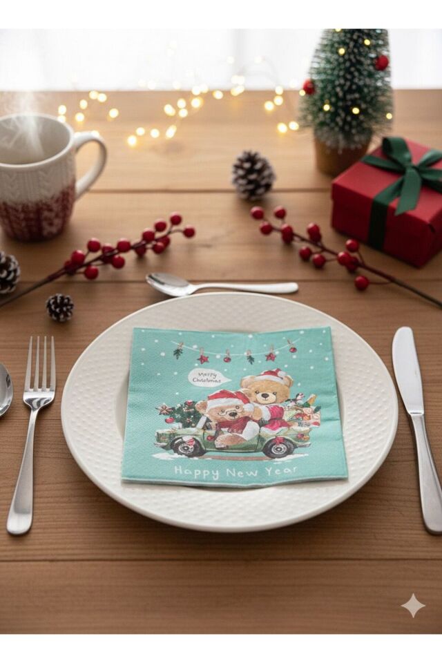 Yılbaşı Noel Christmas Desenli 20 Adet Kağıt Servis Peçete