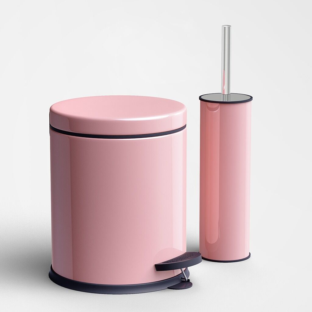 Adalinhome Reyka Pembe Metal 2'Li Banyo Seti / 5 Lt.