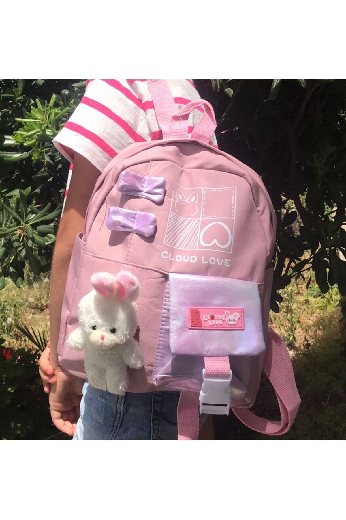 Kore Model Mini Oyuncaklı Sırt Çantası Gül Kurusu
