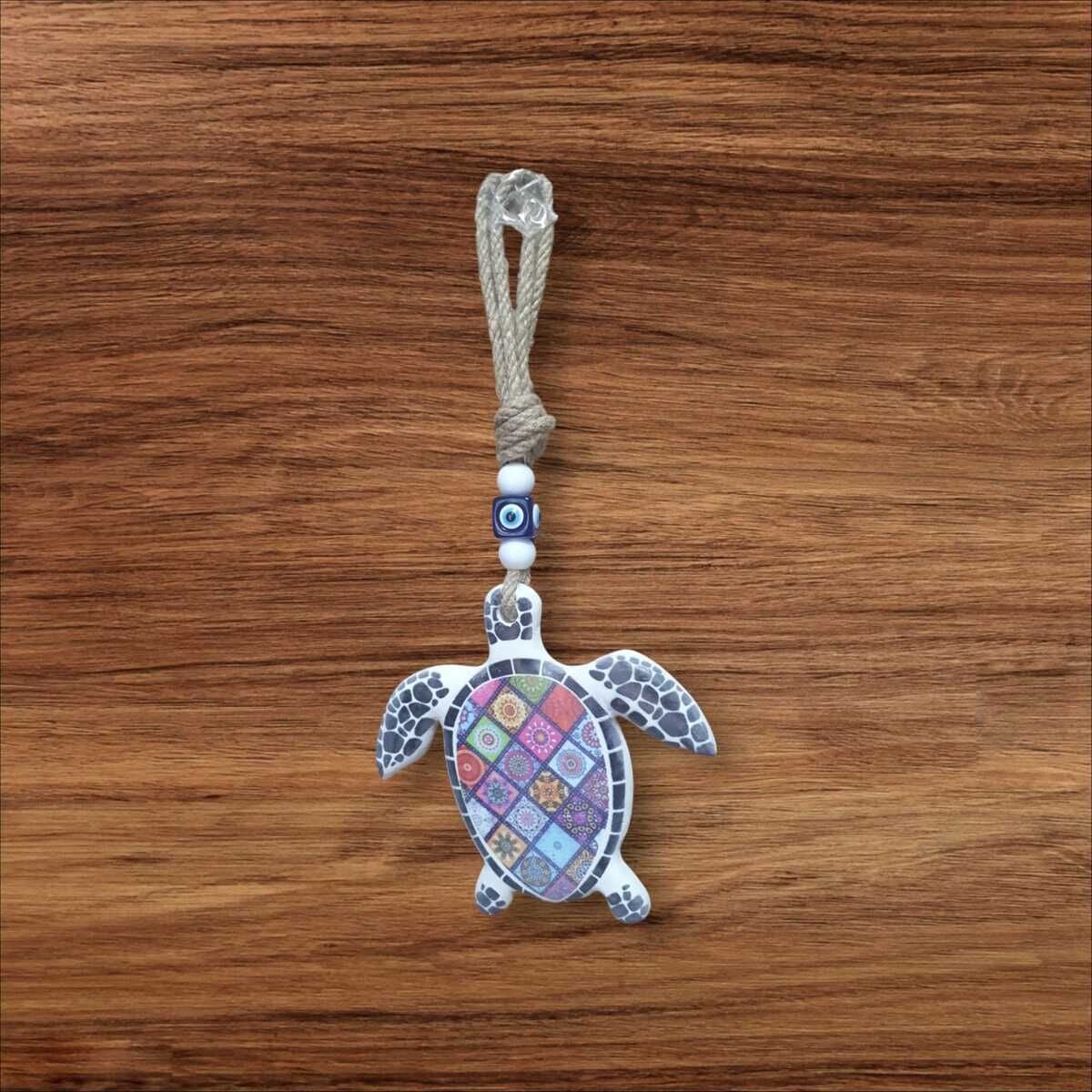 Seramik Deniz Kaplumbağası Duvar Süsü Mavi - 13 X 13