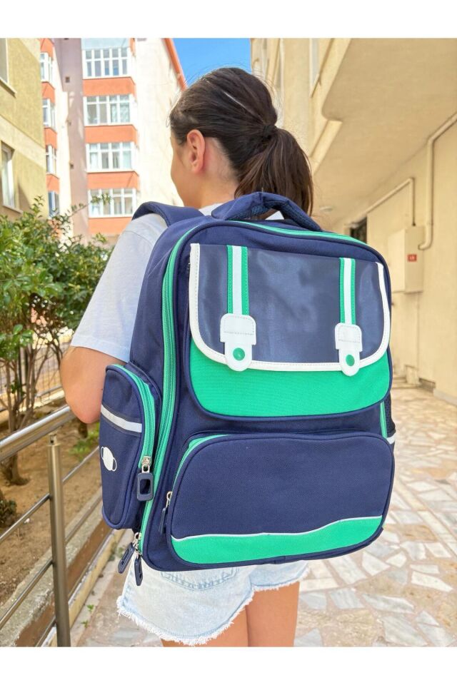 Color Bags Kolej Stil Sırt Çantası – Yeşil, Mor, Lacivert Yeşil