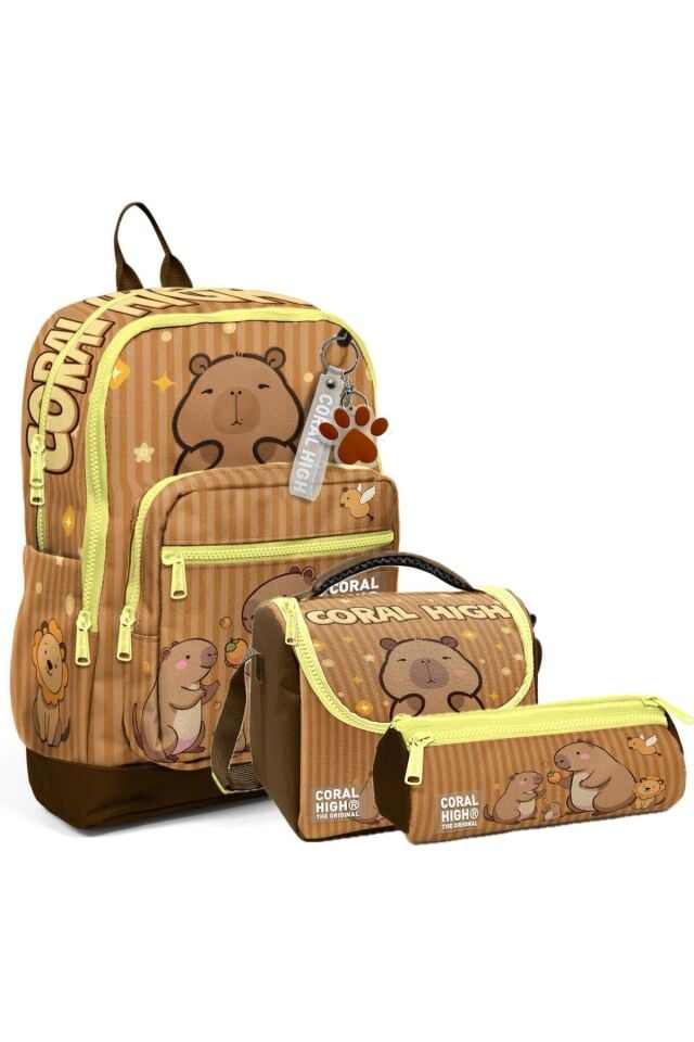 Kids Renkli Desenli 3’lü Okul Çanta Seti