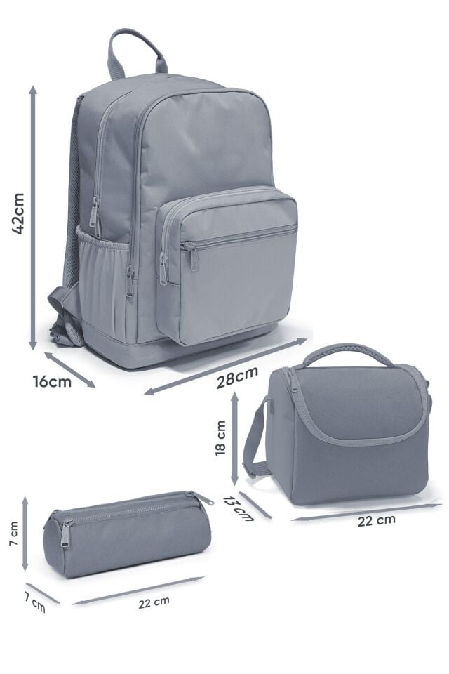 Desenli 3’lü Okul Çanta Seti