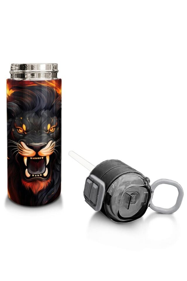 Kids Siyah Aslan Desenli 3’lü Okul Çanta Seti (Okul Çantası, Kalemlik, Matara)