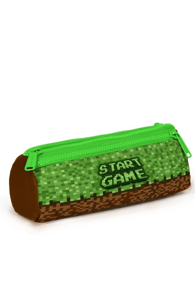 Kids Yeşil Kahverengi High Craft Desenli 3’lü Okul Çanta Seti (Çanta, Kalemlik, Matara)