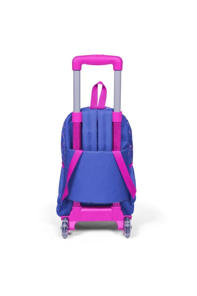 Flamingo Üç Bölmeli Işıklı Tekerlekli Çekçekli Okul Sırt Çanta Ve Kalem Çantası 2'li Set