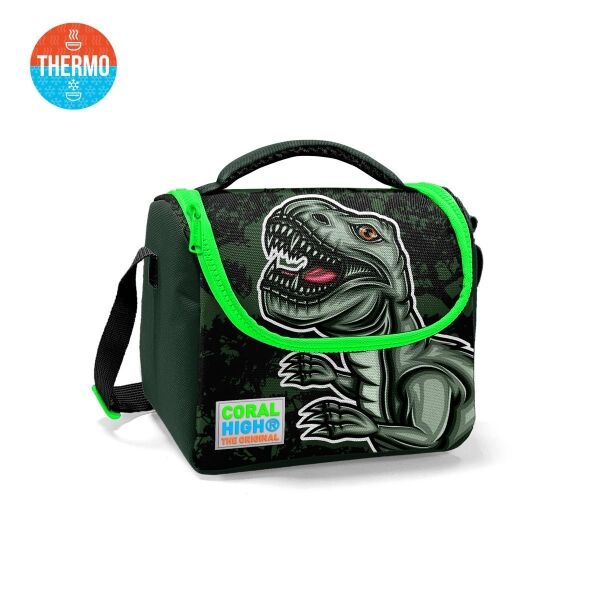 Coral High Kids Koyu Yeşil Siyah Dinazor Desenli Thermo Beslenme Çantası 11725