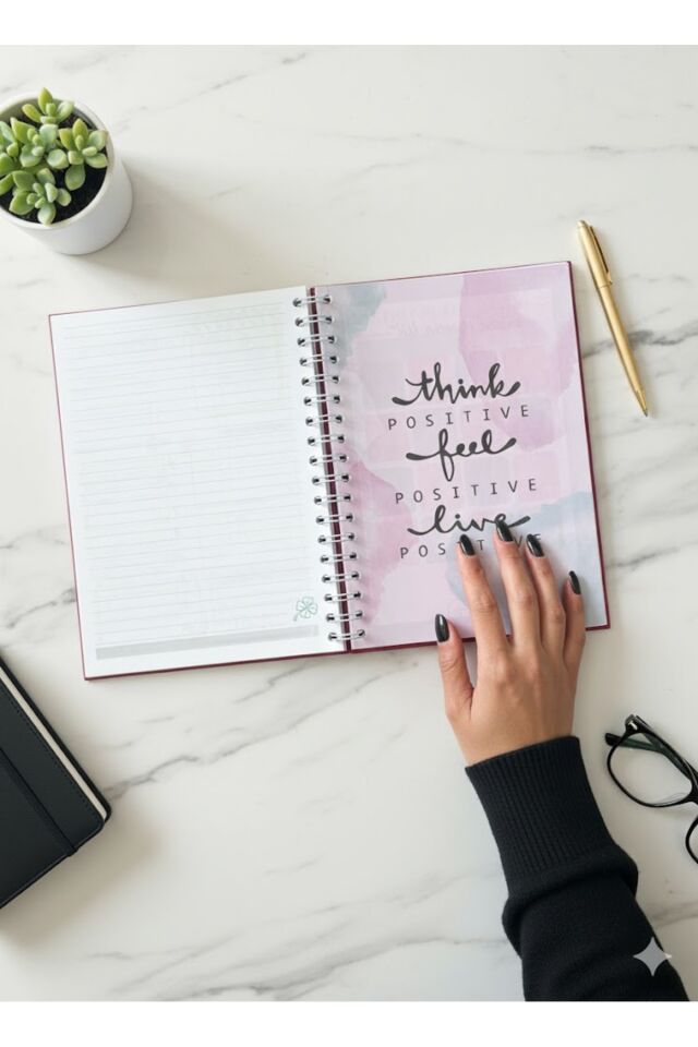 Spiral Haftalık Aylık Planlayıcı Defter | Stickerlı Organizer | Ajanda & Günlük Plan Defteri Kırmızı