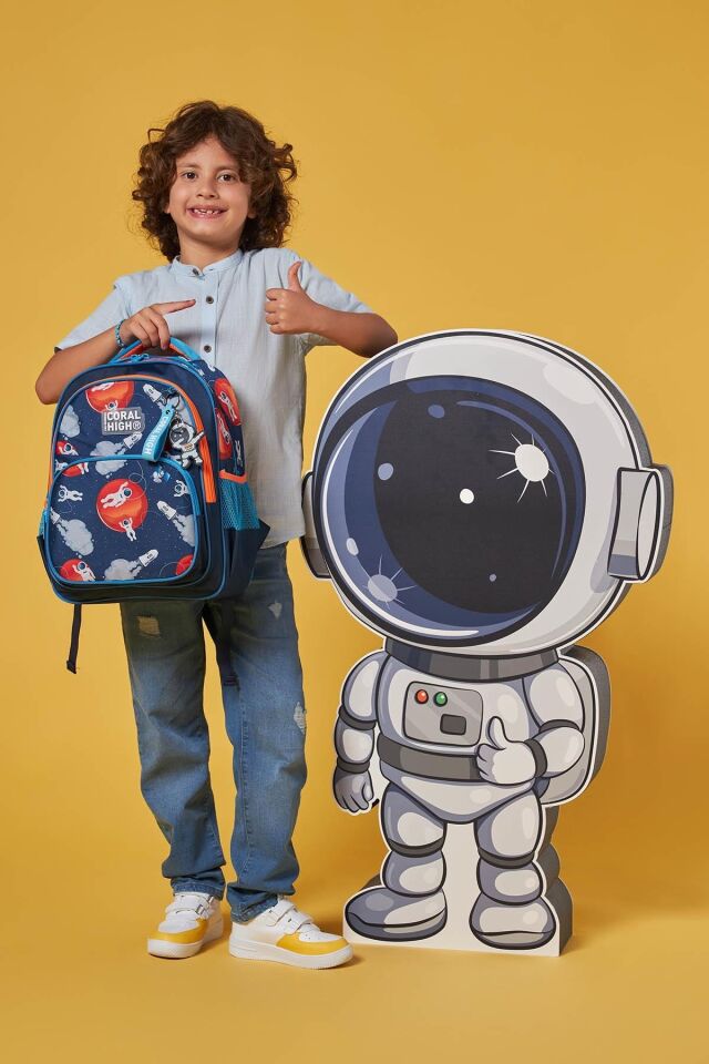 Kids Desenli Üç Bölmeli Okul Sırt Çantası