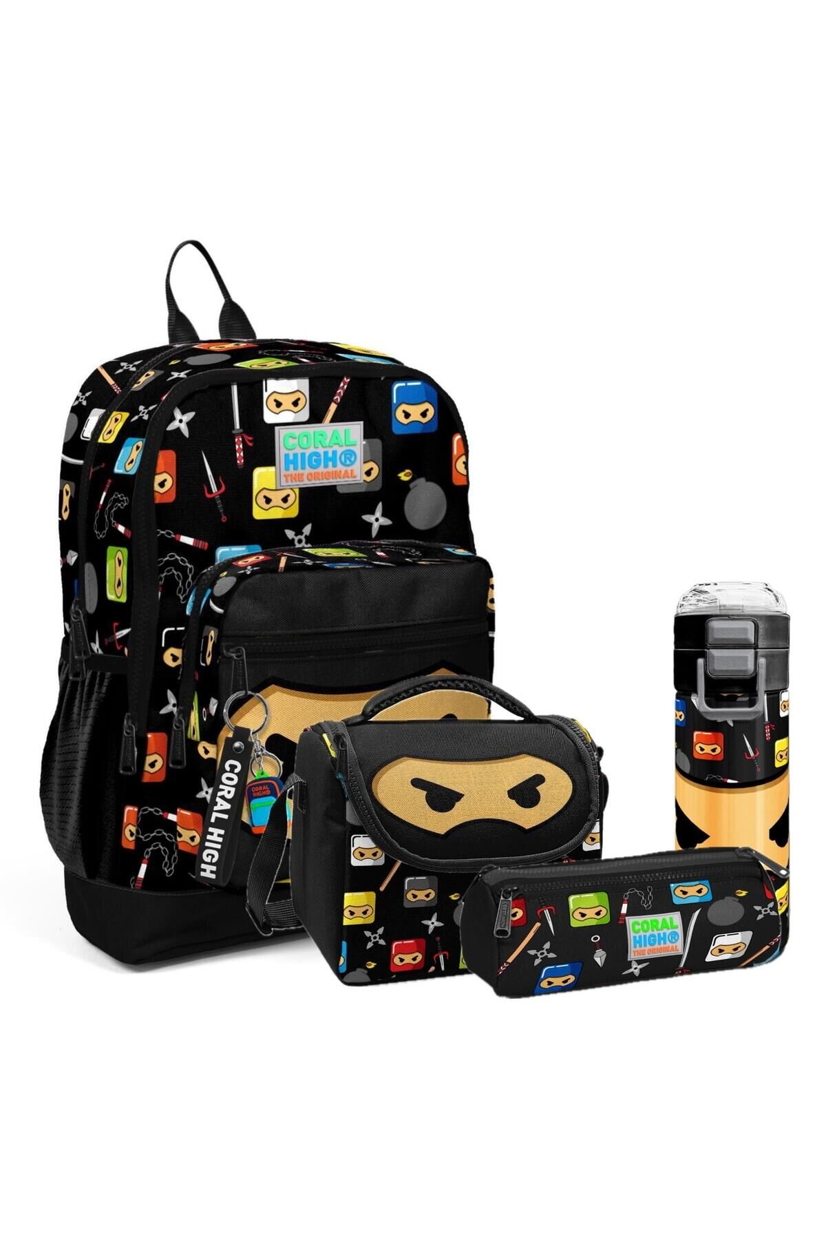 Kids 4'lü Çanta Seti (4 Bölmeli Çanta-beslenme-kalemlik-matara)