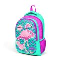 Coral High Kids Su Yeşili Pembe Simli Flamingo Desenli Üç Bölmeli Okul Sırt Çantası 14382