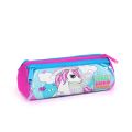 Coral High Kids Mavi Neon Pembe Unicorn Desenli Üç Bölmeli Kalem Çantası 22011