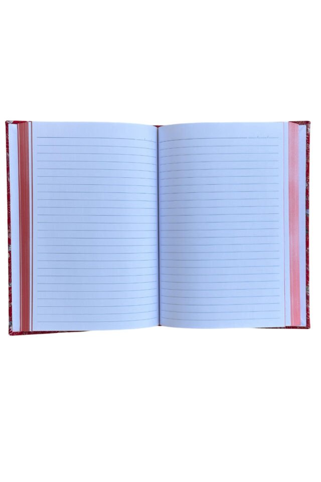 Atakids Lizy Deri Kapaklı Çiçek Desenli Çizgili Defter | 14x20 cm | 70 Yaprak | Sert Kapak | Turuncu