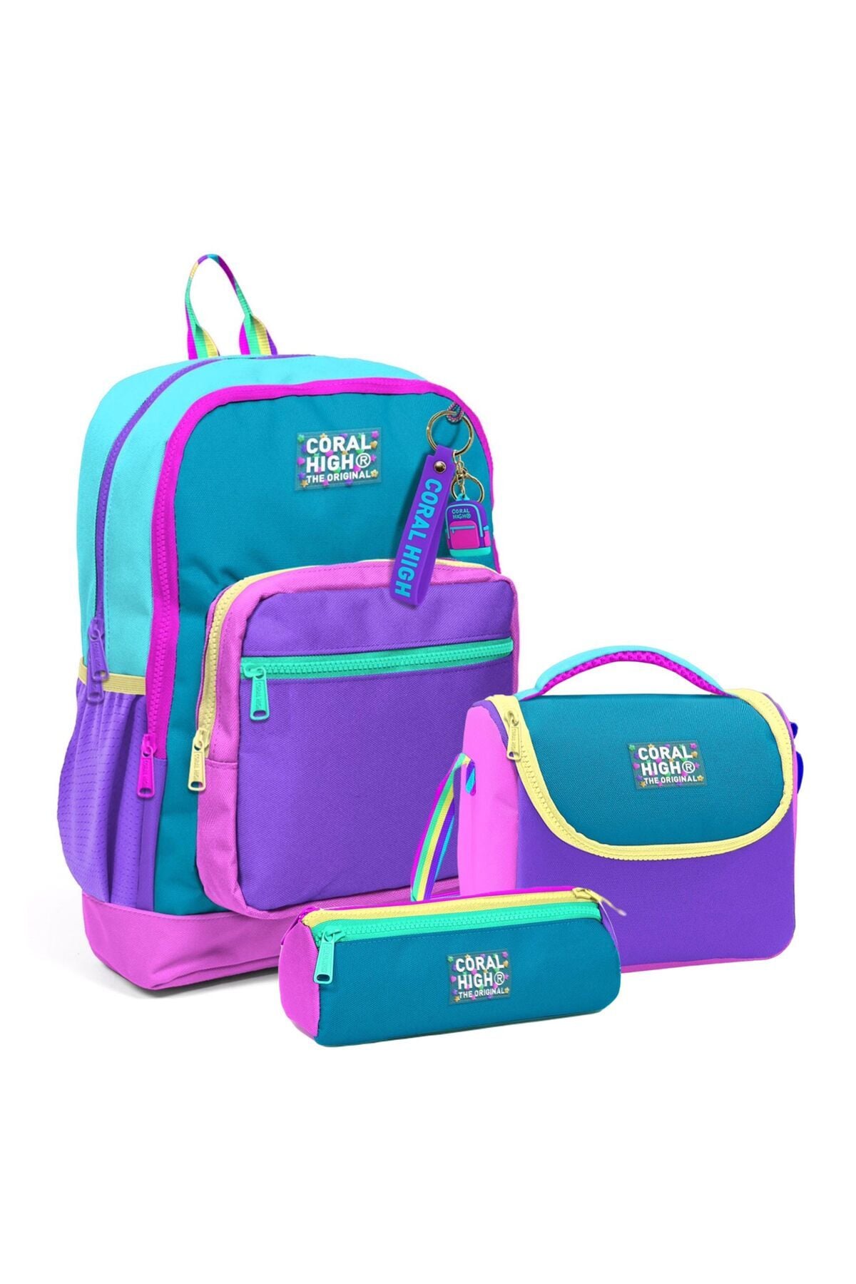 Kids Pembe Pastel Renkli Okul Sırt Çanta Seti 23759
