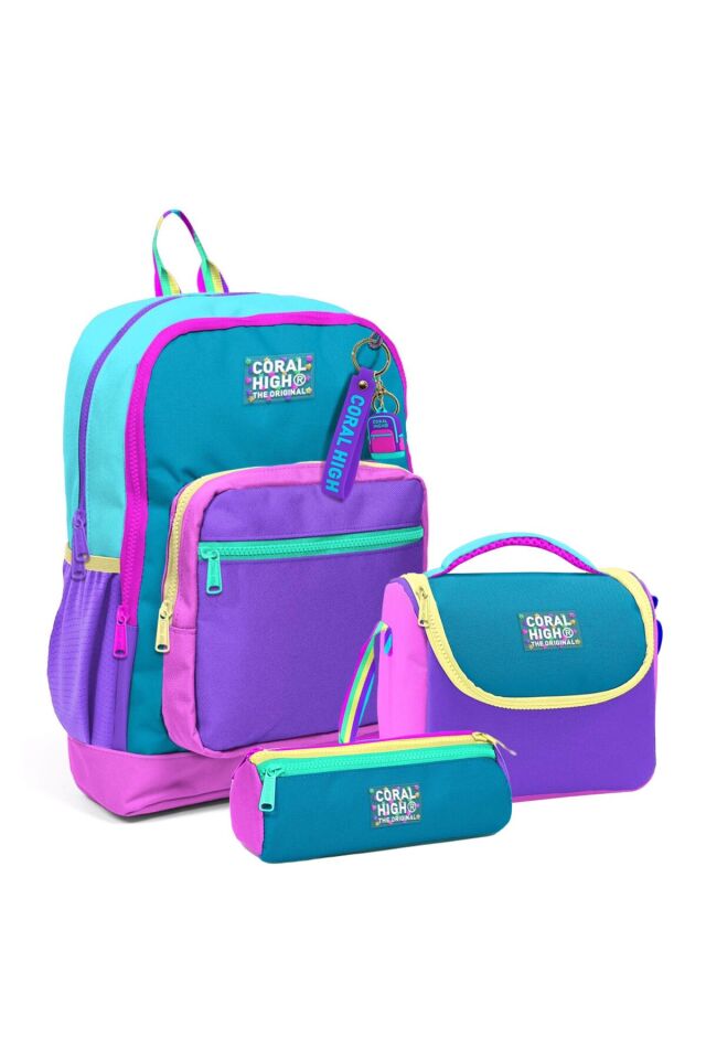 Kids Pembe Pastel Renkli Okul Sırt Çanta Seti 23759