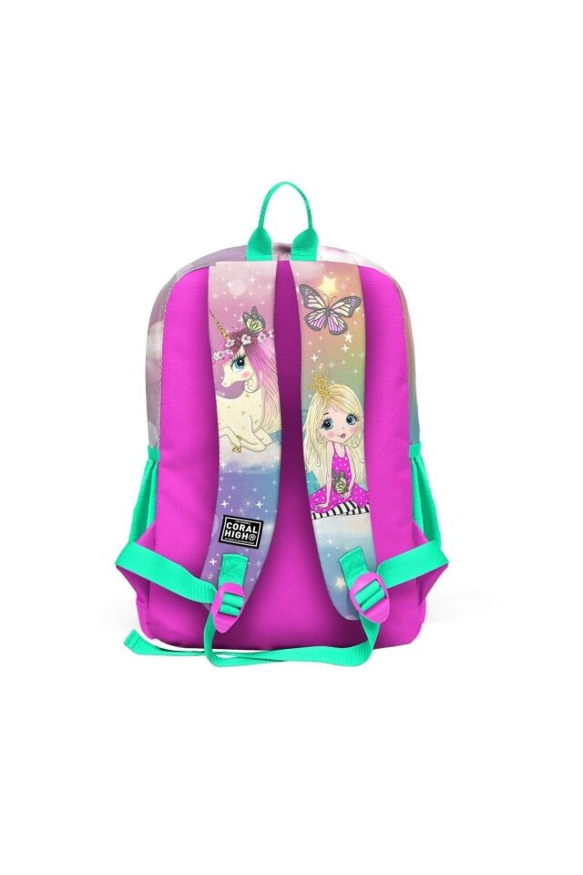 Kids Pembe Su Yeşili Unicornlu Kız Desenli 2'li Okul Çanta Seti SET0223733