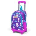 Coral High Kids Mor Pembe Kedi Desenli Üç Bölmeli Işıklı Tekerlekli Çekçekli Okul Sırt Çantası 23360