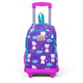 Coral High Kids Mor Pembe Kedi Desenli Üç Bölmeli Işıklı Tekerlekli Çekçekli Okul Sırt Çantası 23360
