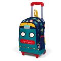 Coral High Kids Lacivert Civit Robot Desenli Üç Bölmeli Işıklı Tekerlekli Çekçekli Okul Sırt Çantası 23380